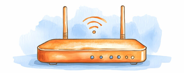 Poster - Orange Wifi Router, Home Network