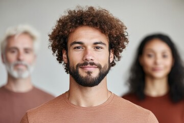 Poster - capture minimalistic portrait of diverse group featuring individuals of varying races and ages set against thoughtfully