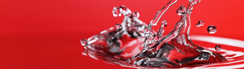 Aufkleber - A splash of water on a red background