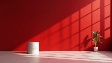 Poster - A white object sits in front of a red wall