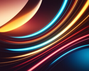 Aufkleber - Abstract image of glowing curved lines in blue, red, and orange hues creating a dynamic and energetic composition, showcasing a modern and stylish design ideal for various applications