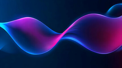 Poster - Vivid Pink And Blue Abstract Wave Design On Dark Background