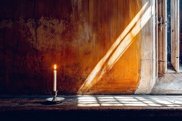 Poster - Candlelight Illuminating a Grand Cathedral With Shadows and Light