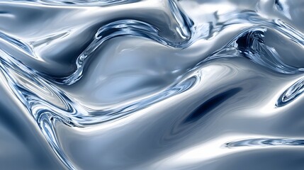 Poster - Abstract liquid surface with flowing shapes and bright highlights, creating a dynamic and sleek texture.