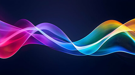 Poster - Vivid Pixelated Rainbow Wave Flowing Across a Dark Background in a Digital Art Style