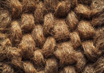 Poster - Close-up Texture of Woven Dried Natural Fibers Forming Intricate Patterns in Rustic Brown Hues Ideal for Background or Organic Design Concepts