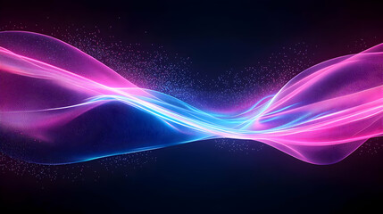 Poster - Vivid Pink And Blue Abstract Wave Design With Particle Effects On A Dark Background