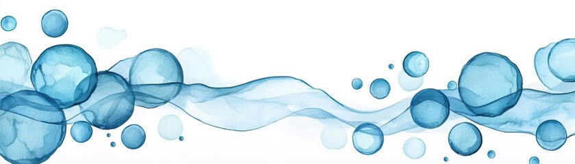Poster - Organic Flowing Watercolor Patterns with Ink Effects on a Soft Background