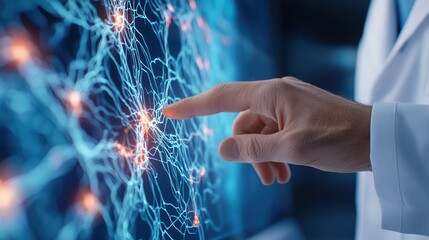 Poster - Scientist Interacting with Real-Time Data on a Digital Display in a High-Tech Environment