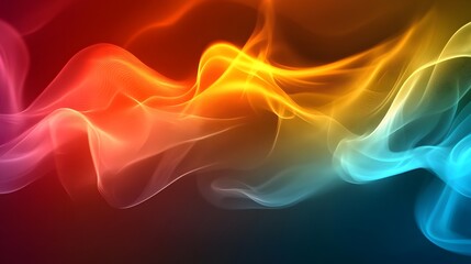 Poster - Colorful waves blend smoothly. Warm reds and oranges transition to cooler blues in a fluid, dynamic pattern.