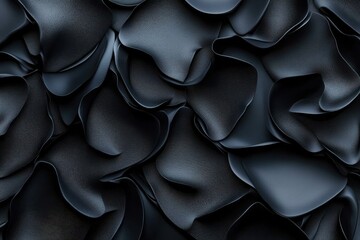 Poster - The image is a close up of a black fabric with a pattern of black