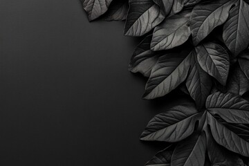 Poster - A black background with a bunch of black leaves