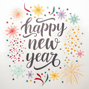 Happy New Year and Confetti Vector Design