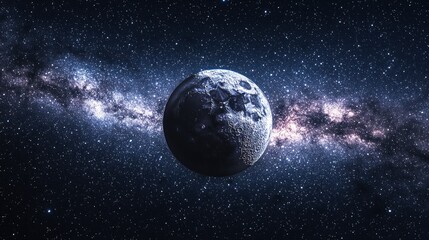 Wall Mural - Earth-like planet orbiting Milky Way galaxy