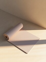 Poster - Minimalistic yoga mat on a serene backdrop for a calm and focused practice in a tranquil environment