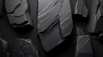 Poster - A close up of a pile of rocks with a dark color