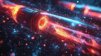 Wall Mural - Fiery projectile streaks through cosmic dust