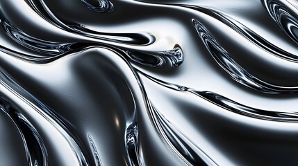Poster - Abstract metallic texture, undulating liquid metal with a reflective sheen. Modern and sleek design element.