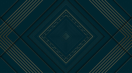 Poster - Abstract background design. Modern circular line pattern in dark teal colors. Premium stripe texture for banner, business, corporate, decoration, greeting background. Dark horizontal vector template