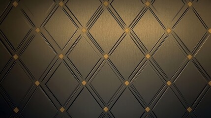 Poster - elegant dark metal diamond pattern wall with gold square accents