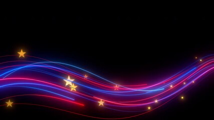 Wall Mural - glowing blue red stars lines background animation