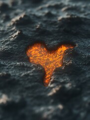 Poster - Heart-shaped circuit board on rough stone surface, technological love