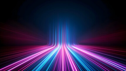 Poster - Abstract Digital Lines Flowing with Blue and Pink Light on Dark Background