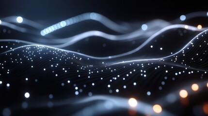 Poster - Dynamic light waves digital space abstract art futuristic environment close-up view visual rhythm