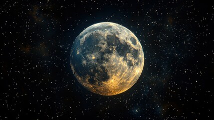 full moon in a starry night sky.