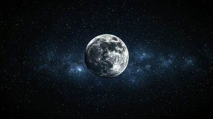Wall Mural - Full Moon in Milky Way Galaxy Night Sky