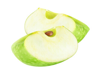 Wall Mural - two pieces of granny smith apple cut out