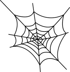 Spider web on transparent background. Spiderweb net. Spooky Halloween cobweb with spiders. Outline vector illustration. scary, horror Halloween. Hand drawn