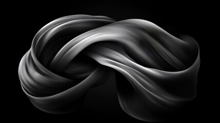 Aufkleber - Black and white image of a long, twisted piece of fabric. The image is abstract and has a sense of movement and fluidity