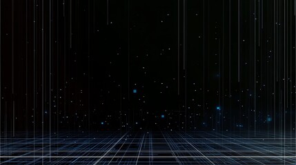 Aufkleber - Abstract Digital Grid with Data Streams and Particle Field Background