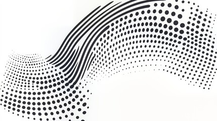 Poster - Black and white image of a wave with many dots. The image has a very abstract and modern feel to it