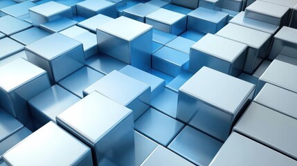 Poster - Abstract blue squares background