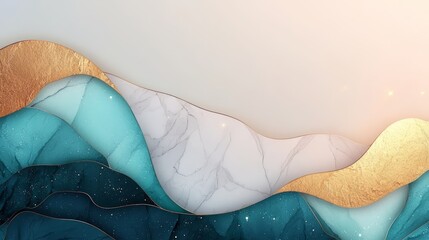 Leinwandbilder - Blue and gold wave with a white background. The blue and gold colors give the image a sense of luxury and elegance. The white background adds a sense of calmness and serenity to the scene
