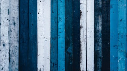 Aufkleber - Blue and white striped wooden background. The blue and white stripes are very close together. The background is made of wood