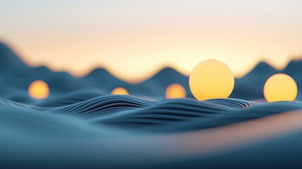 Poster - Blue ocean with a few yellow balls floating on the surface. The balls are scattered throughout the water, creating a sense of movement and energy. The scene evokes a feeling of freedom