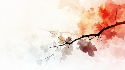 Aufkleber - branch with leaves on it is the main focus of the image. the leaves are red and yellow, and the bran