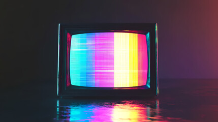 Wall Mural - A crt screen's vibrant texture is set against a black background with a noticeable depth of field. Vibrant Phosphor. Illustration
