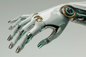 Aufkleber - Medical hand with cybernetic features and stethoscope representing AI support in healthcare technology and innovation