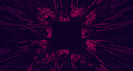 Poster - Colorful Tunnel Background. Abstract techno digital background. Big data visualization. Data flow information. Concept of digital communication. Wormhole. 3D rendering.
