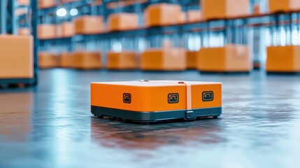 Poster - Advanced Smart Logistics Hub Concept with Innovative Autonomous Robot in Modern Warehouse Environment