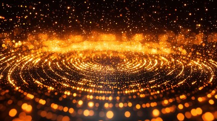 Wall Mural - Golden particles swirling in dark space