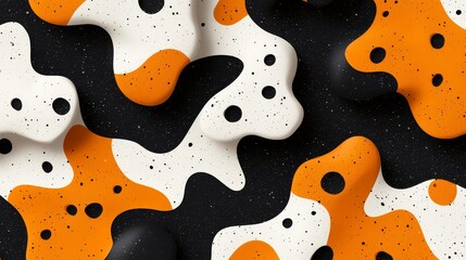Aufkleber - Colorful, abstract painting with black and orange swirls. The painting has a bold, energetic feel to it, with the orange and black colors creating a sense of movement and depth