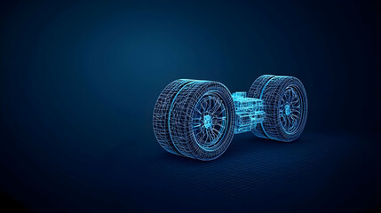 Poster - Glowing Blue Binary Code Spheres On Dark Blue Background Digital Technology Concept