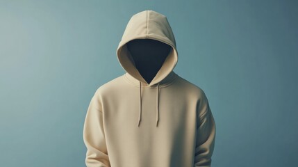 Fototapete - Mockup of a blank mens hoodie in front view for custom printing designs on a solid background