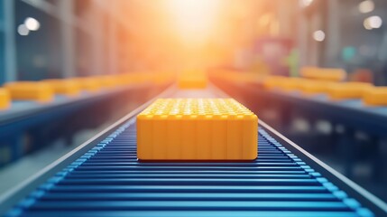Poster - Conveyor Belt Transporting Raw Product Concept in Modern Warehouse Environment