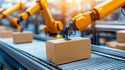 Poster - Advanced Robotic Arms in Smart Factory Assembling Products on Conveyor Belt